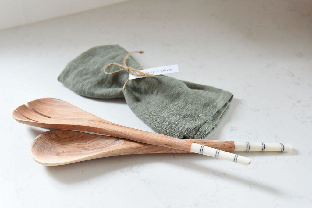 Striped Salad Servers