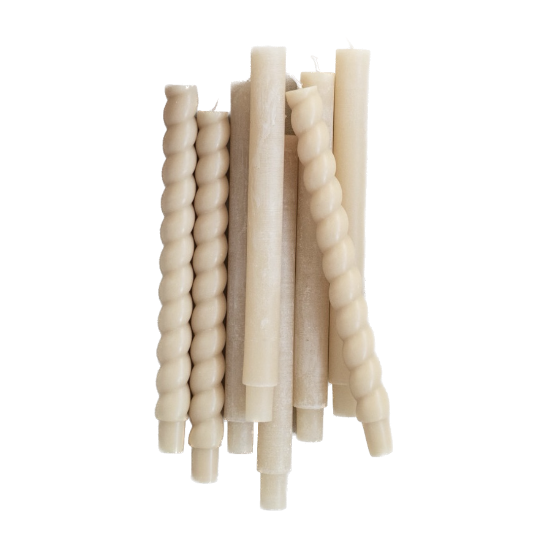 Powder Finish Taper Candles, Set of 2
