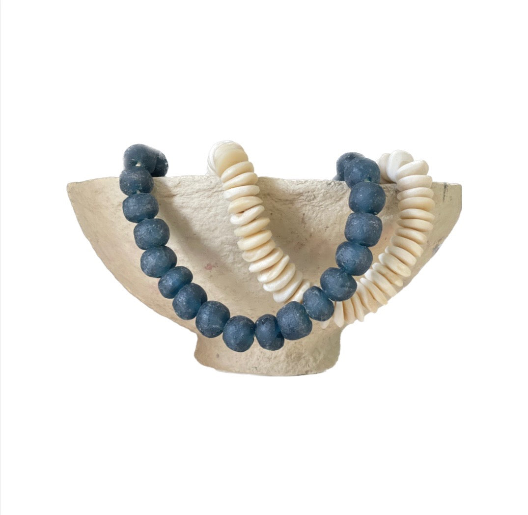 African Recycled Glass Beads- Navy