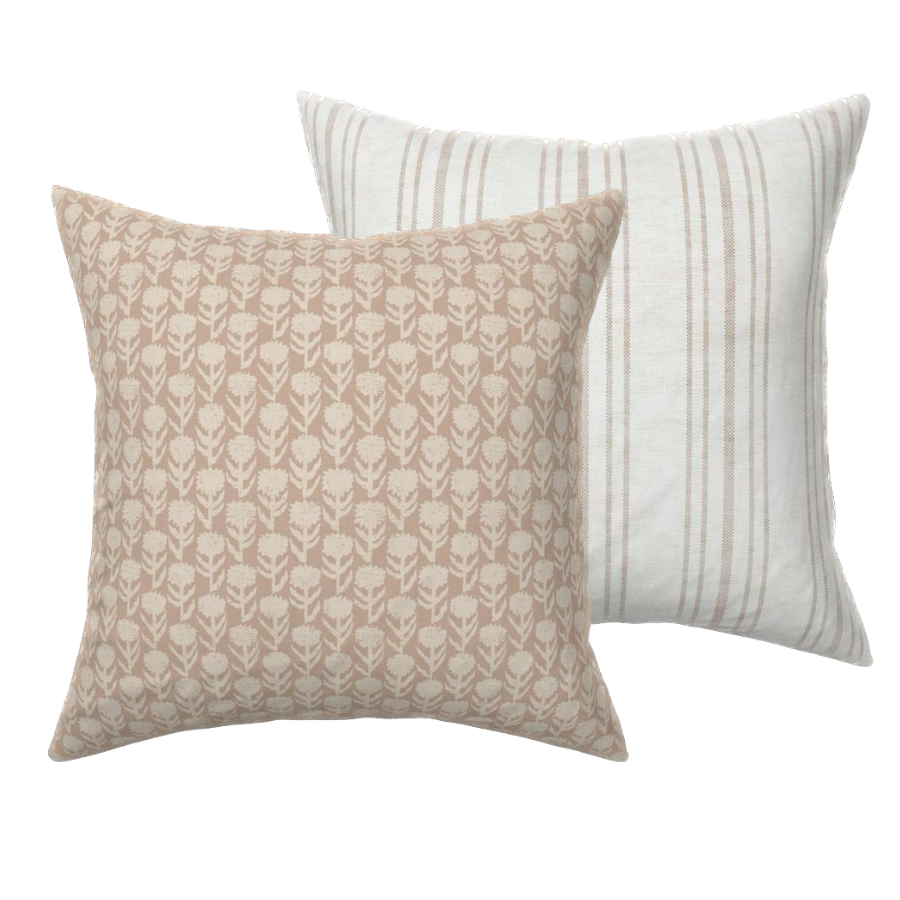 Stella Floral Pillow Cover- Blush