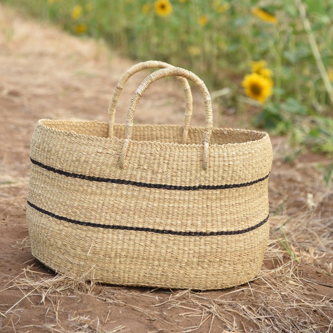 Striped Woven Basket