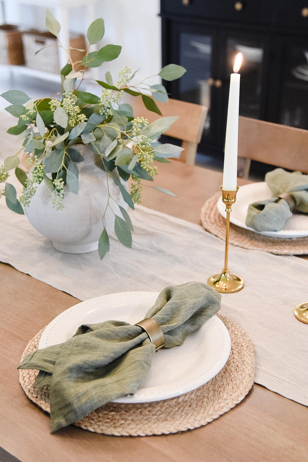 Olive Linen Napkins- Set of 4