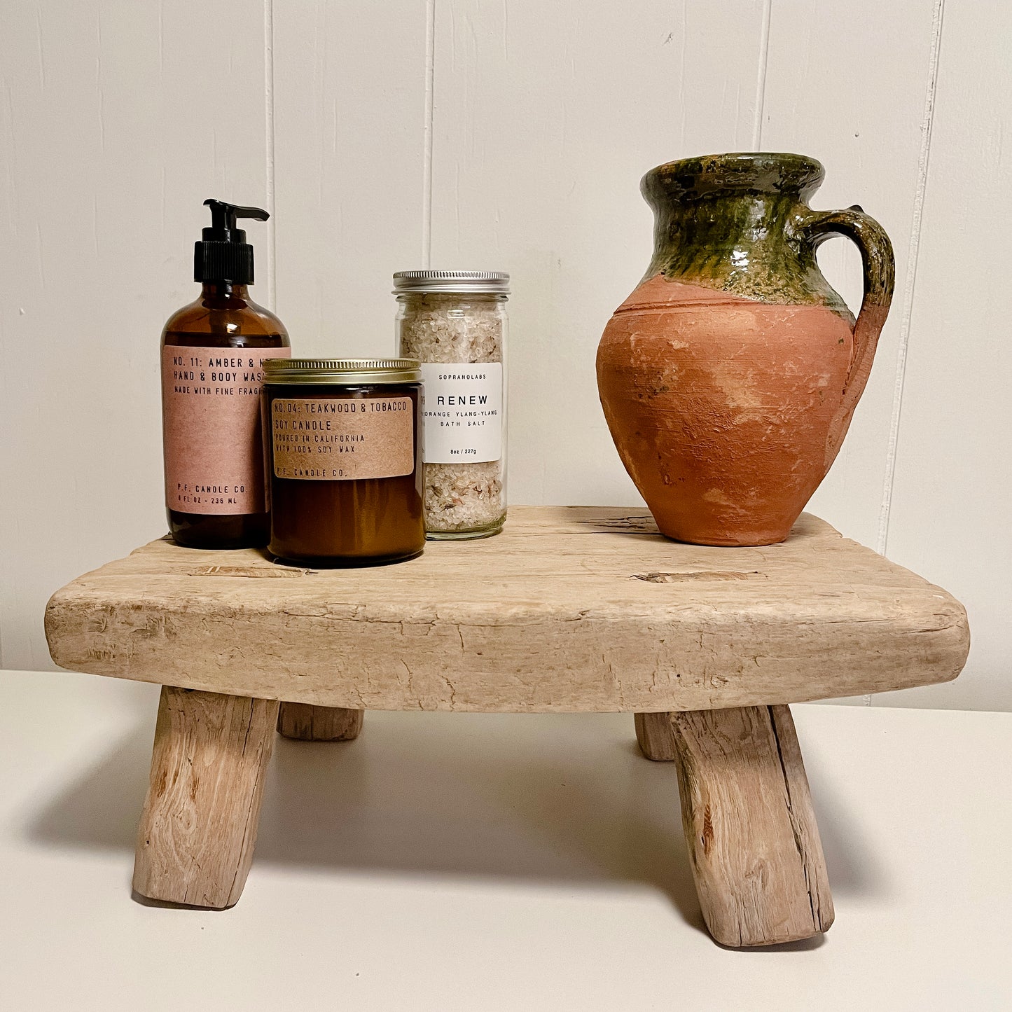 Vintage Mini Elm Wood Stool