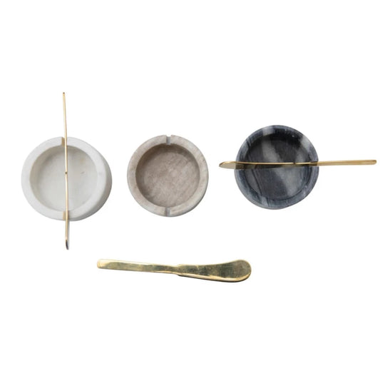 Marble Bowl + Knife Set