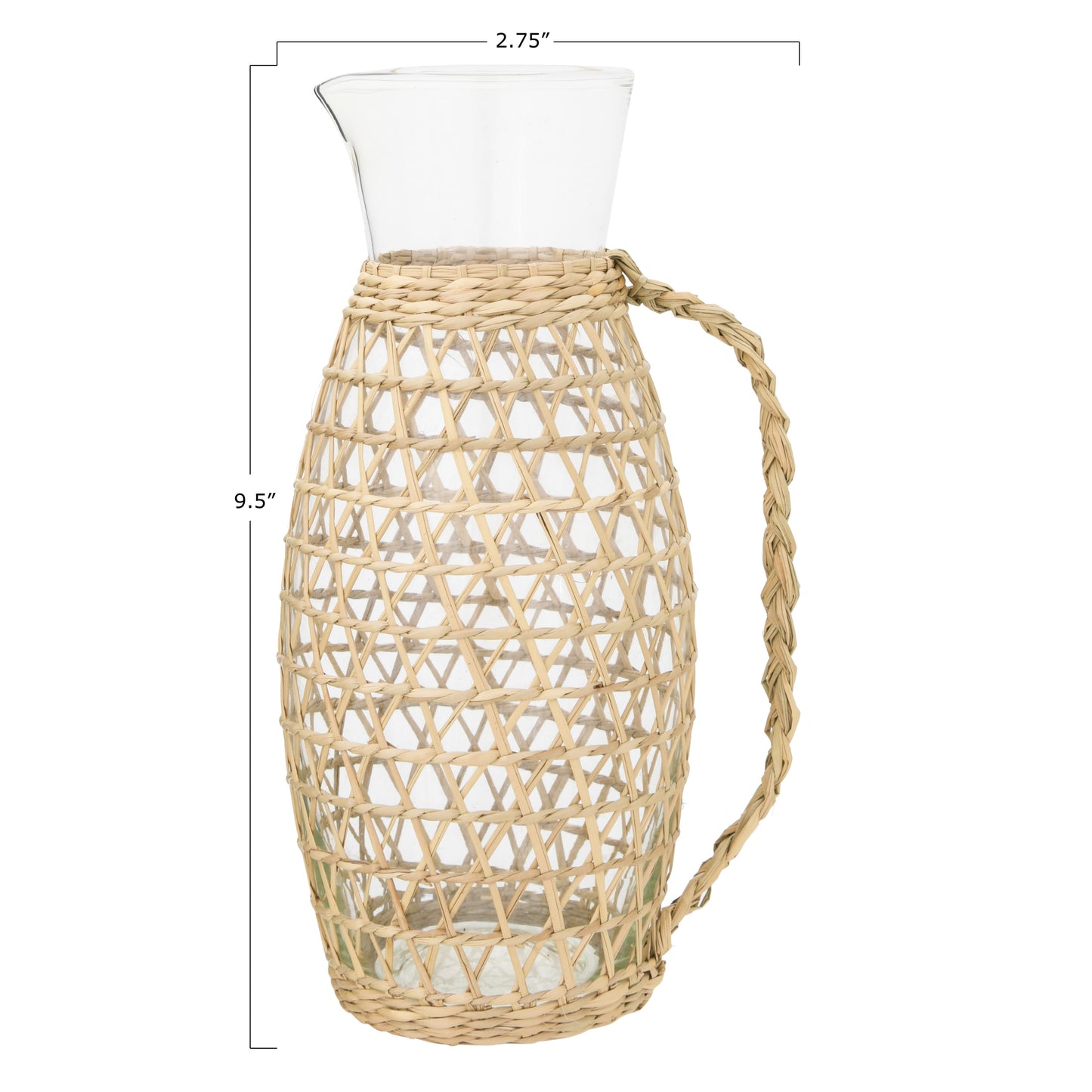 Seagrass Wrapped Glass Pitcher